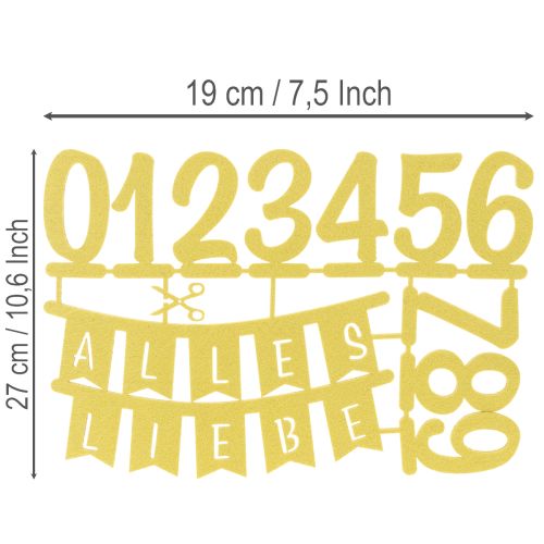 Tischdeko Set aus Filz Grün und Grau 27,5x19,5cm mit Zahlen und Motiven | Floristik24.ch