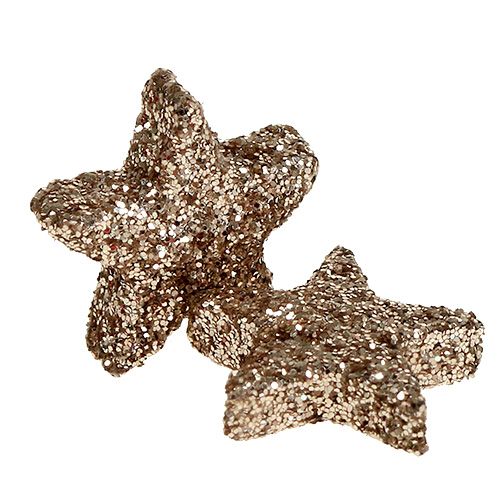 Floristik24 Tischdeko Stern Glimmer Champagner 1,5cm 144St