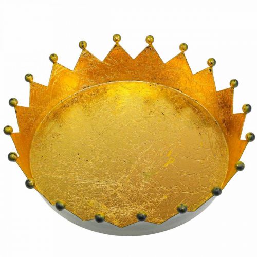 Floristik24 Tischdeko Weihnachten Krone Schwarz Gold Ø16,5cm H6cm