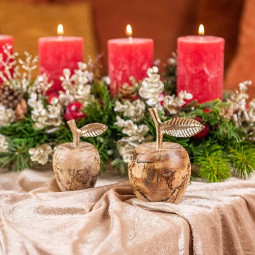 Floristik24 Tischdeko Holz Apfel Holzdeko Deko Apfel H13,5cm Ø8cm 2St