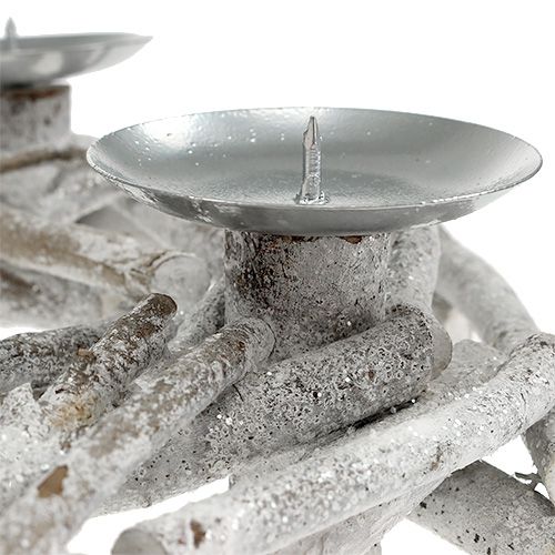 Floristik24 Tischkranz mit Kerzenhalter Ø32cm geweißt