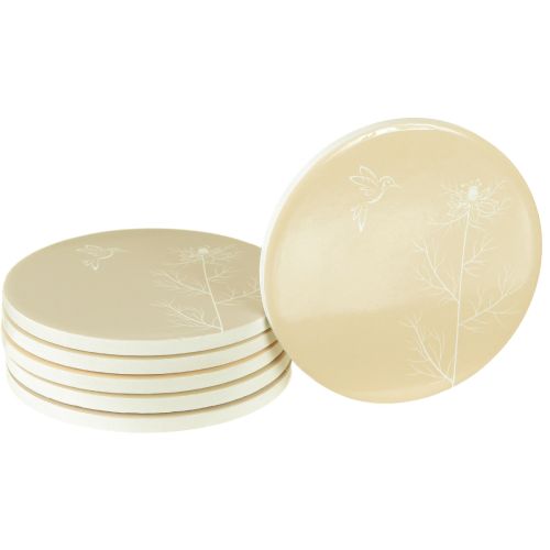 Tischuntersetzer Frühling Vogel Braun Weiß Ø11cm 6 St