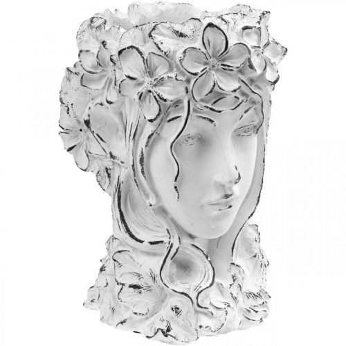Floristik24 Pflanzkopf Beton Übertopf Shabby Chic Frauenkopf Weiß H34cm