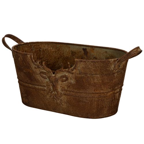 Ovale Metallschale mit Griffen und Hirschmotiv im Rost-Look 36 cm online kaufen | Floristik24.ch