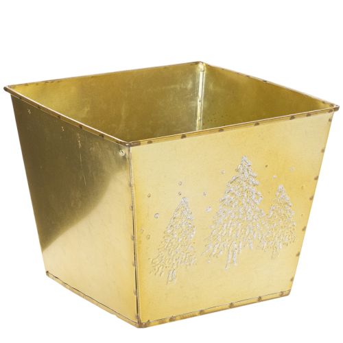 Pflanzgefäss Metall gold mit Tannenmotiv 18cm