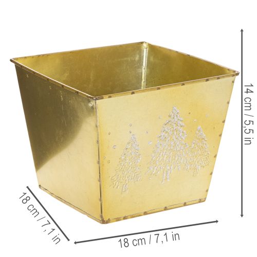 Pflanzgefäss Metall gold mit Tannenmotiv 18cm | Floristik24.ch