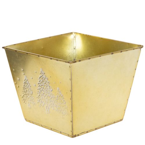 Pflanzgefäss Metall gold mit Tannenmotiv 18cm | Floristik24.ch