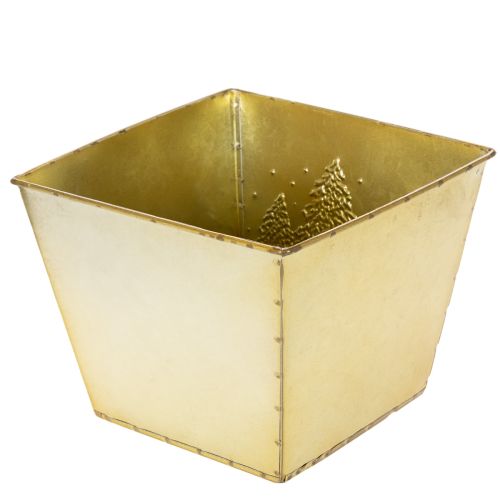 Pflanzgefäss Metall gold mit Tannenmotiv 18cm | Floristik24.ch