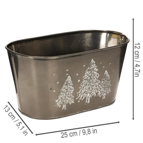 Übertopf oval aus Zink mit Tannenbaum-Motiv, 25cm | Floristik24.ch