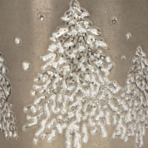 Metall Übertopf 13 cm Silber mit Glitzer-Tannen für Innenbereich | Floristik24.ch