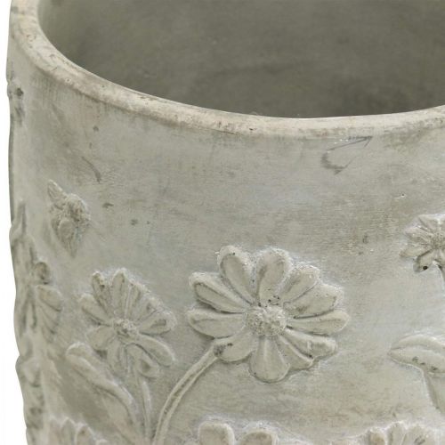 Floristik24 Übertopf Beton mit Blumenmuster Pflanzgefäß Ø12,5cm H11cm 3St