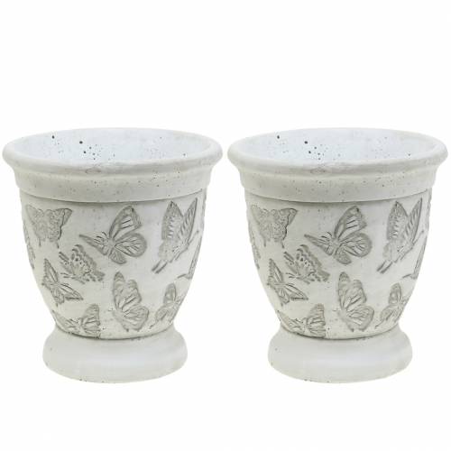 Floristik24 Pflanztopf Übertopf Pokal mit Schmetterlingen Ø12,5cm H13cm 2St