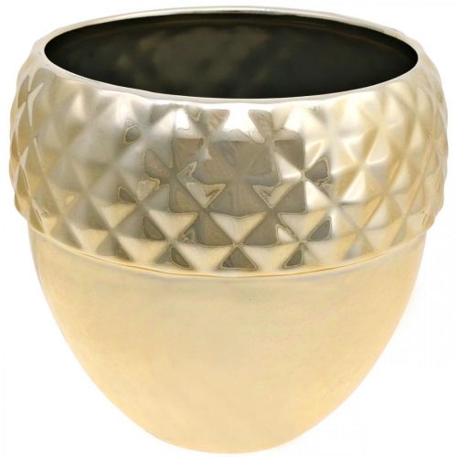 Übertopf Keramik Eichel Golden Weihnachtsdeko Ø18cm H16,5cm