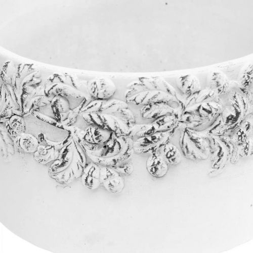 Floristik24 Übertöpfe mit Eicheln und Laub, Pflanzgefäß Keramik Grün, Weiß, Grau Ø17cm H9,5cm 3er-Set