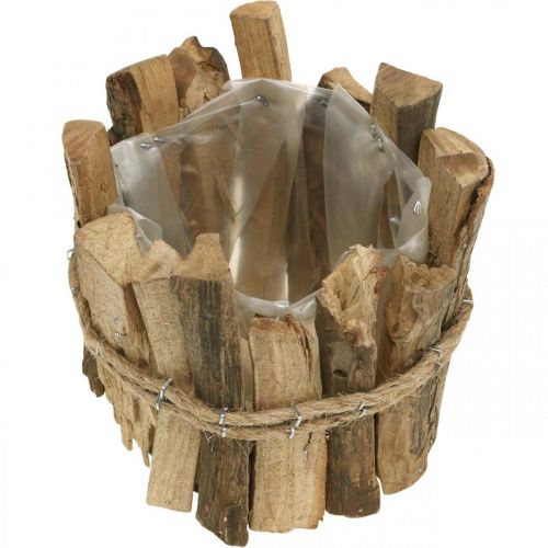 Floristik24 Blumentopf Holz Pflanzgefäß rustikal Natur H11,5cm Ø9cm
