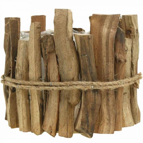 Floristik24 Blumentopf Holz Rustikaler Übertopf Pflanzgefäß Natur H15cm Ø15,5cm