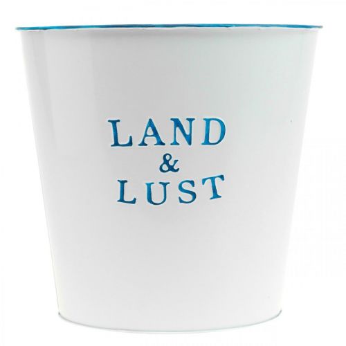 Artikel Blumentopf groß Weiß, Blau Metalldeko Übertopf Ø22×H21cm