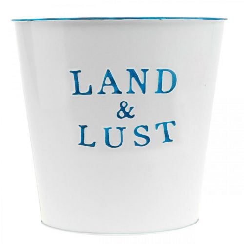 Artikel Blumentopf Weiß, Blau Übertopf Metall Frühling Ø17cm H15,5cm