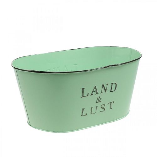 Blumenschale oval Mint Pflanzkübel Metall Vintage 27×18cm H12cm