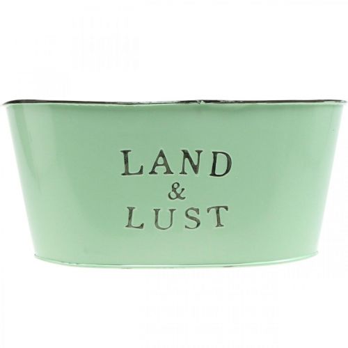 Artikel Blumenschale oval Mint Pflanzkübel Metall Vintage 27×18cm H12cm