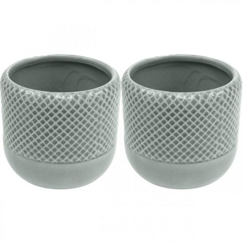 Floristik24 Pflanzgefäß mit Flechtmuster, Keramik-Übertopf, Keramiktopf Ø16cm 2St