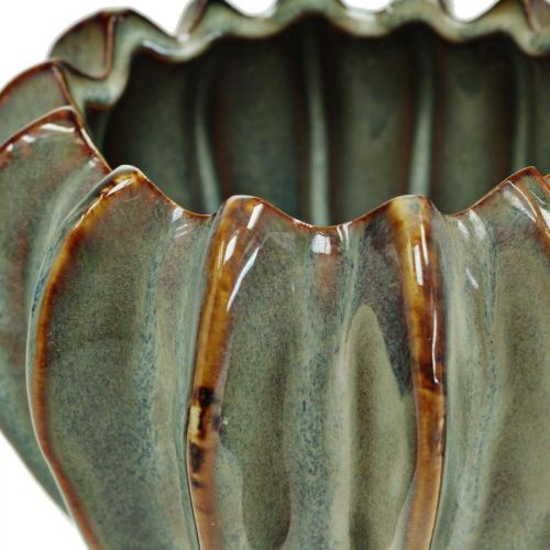 Floristik24 Keramiktopf, kunstvolles Pflanzgefäß, Übertopf Türkis, Beige, Braun Ø11,5cm H9cm 2St