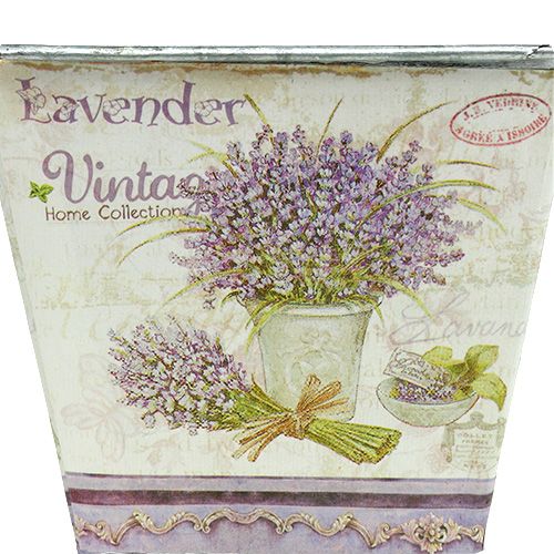 Floristik24 Blechtopf mit Lavendelmotiv eckig 3-Set