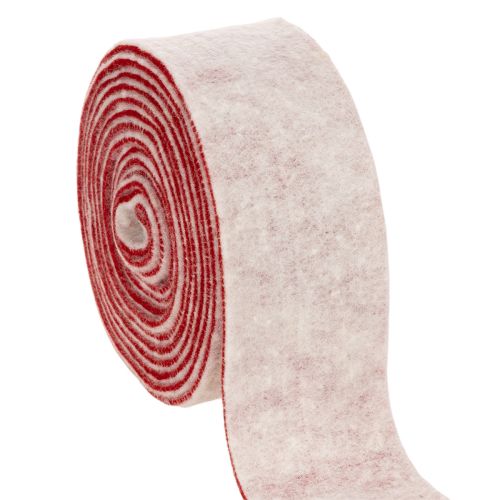 Topfband aus 100 % Wolle, Wollfilzband 7,5 cm breit und 5 m lang, Weiss-Rot für Dekoration | Floristik24.ch