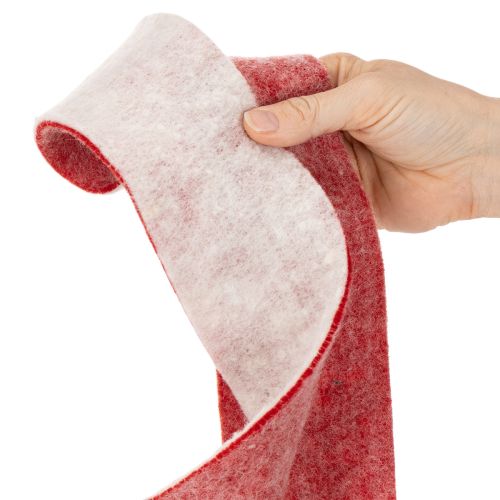 Topfband aus 100 % Wolle, Wollfilzband 7,5 cm breit und 5 m lang, Weiss-Rot für Dekoration | Floristik24.ch
