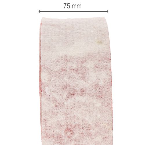 Topfband aus 100 % Wolle, Wollfilzband 7,5 cm breit und 5 m lang, Weiss-Rot für Dekoration | Floristik24.ch