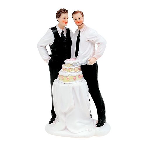 Artikel Tortenfigur Männerpaar mit Torte 16,5cm