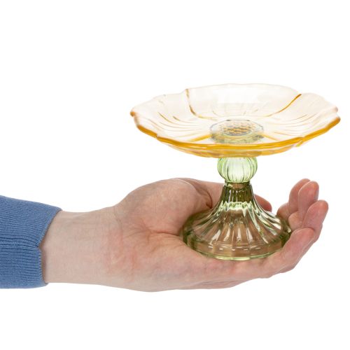 Artikel Dekoteller mit Fuß Glas Blume Floraler Stil ideal für festliche Präsentation 15cm