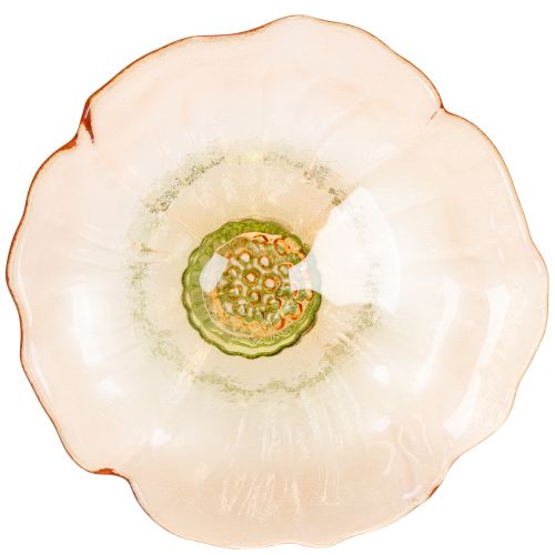 Artikel Dekoteller mit Fuß Glas Blume für stilvolle Tischdekoration und Sommerdeko 15cm