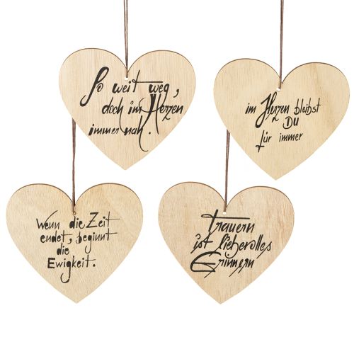 Trauerherz Holz Herz mit Spruch Natur 11,5×10,5cm 8 St