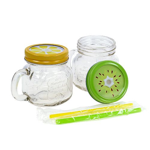 Floristik24 Trinkglas mit Deckel Ø7cm H9cm 2St