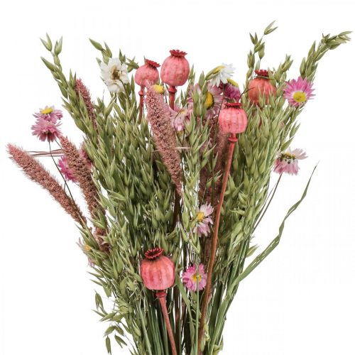 Trockenblumstrauß Strauß Wiesenblumen Pink H50cm 140g