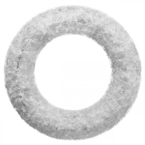 Floristik24 Türkranz Weihnachtskranz Weiß Deko Kranz Wolle Adventsdeko Ø28cm