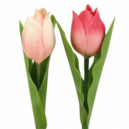 Floristik24 Tulpenmix Kunstblumen Pink Apricot 16cm 12St