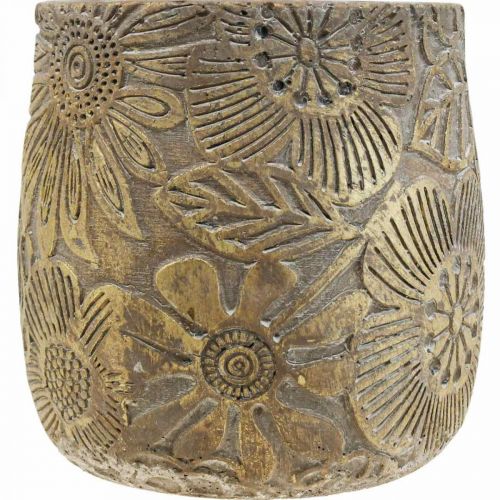 Floristik24 Übertopf Gold Blüten Keramik Blumentopf Ø17cm H19cm