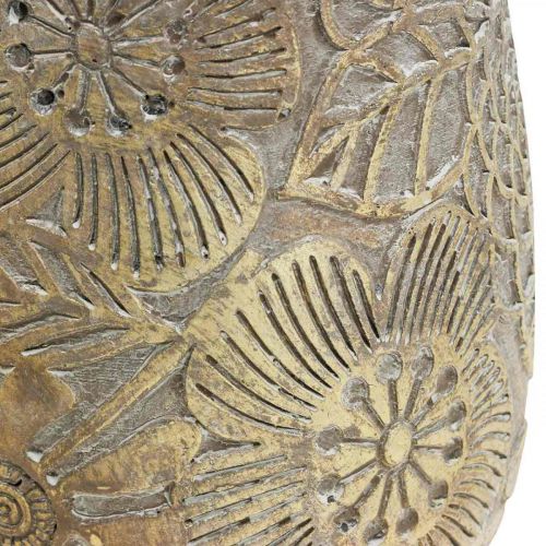 Floristik24 Übertopf Gold Blüten Keramik Blumentopf Ø17cm H19cm