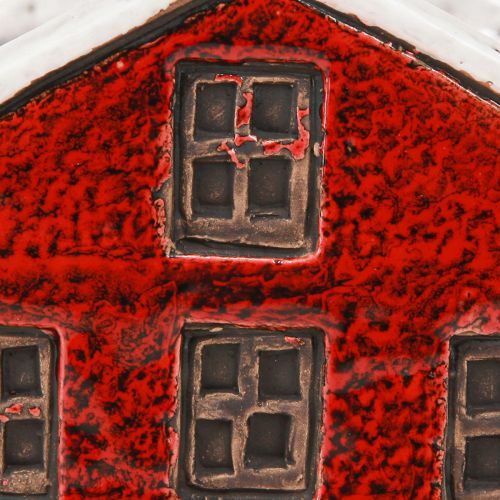 Floristik24 Übertopf Keramik Haus Advent Rotweiß 10×10×12cm