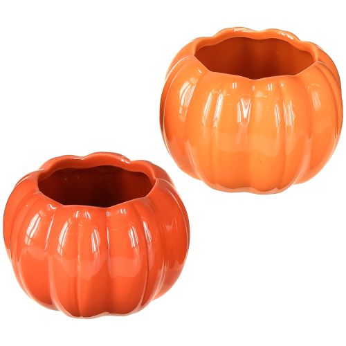 Floristik24 Übertopf Keramik Kürbis Pflanztopf Orange Ø9,5cm H6,5cm 4 St