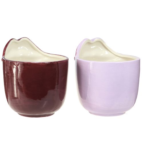 Floristik24 Übertopf Keramik Kussmund Vase Rosa Lila Ø14,5cm 2St