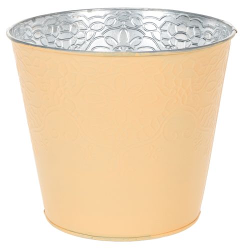 Metall Blumenübertopf Ø16cm H14cm Orange mit Blumenmuster online kaufen | Floristik24.ch