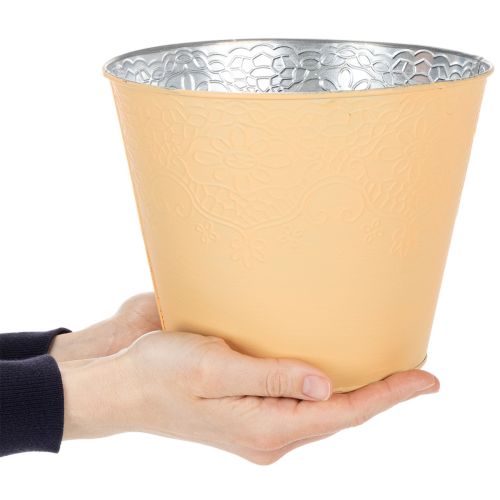 Metall Blumenübertopf Ø20cm H16cm Pastell Orange für Innen- und Aussenbereich | Floristik24.ch