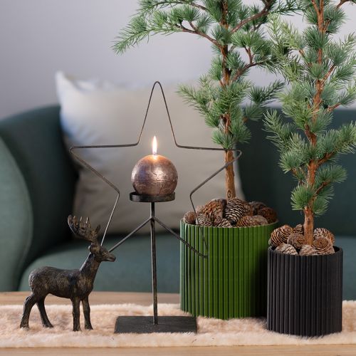 Floristik24 Übertopf Papier Schwarz Blumentopf Ø13cm H12cm 4 St