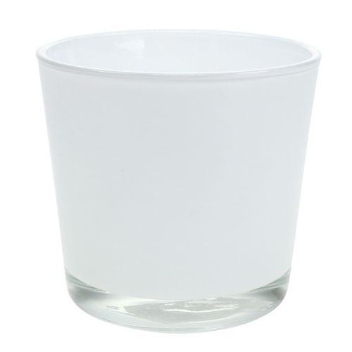 Floristik24 Übertopf aus Glas Weiß Ø11,5cm H11cm