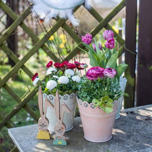 Floristik24 Übertopf Blütenornament Hellgrün Ø15cm H15cm