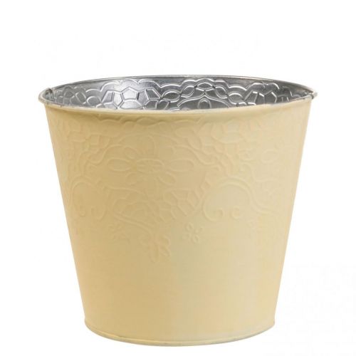 Übertopf Metall Blumenübertopf Pastell Gelb Ø16cm H14cm