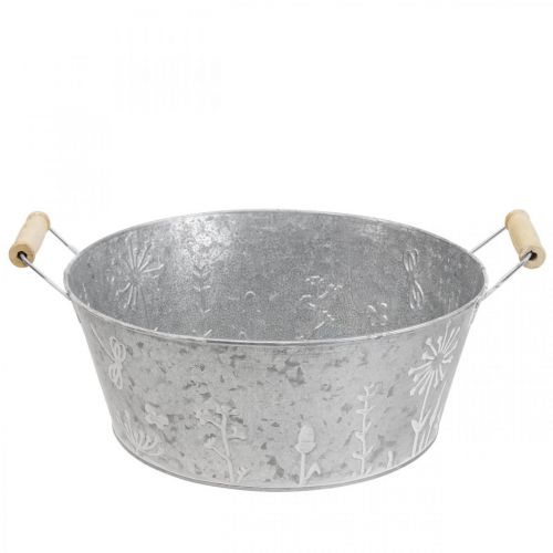 Floristik24 Übertopf Metall Dekoschale Blumen Henkel Ø24,5cm H10cm